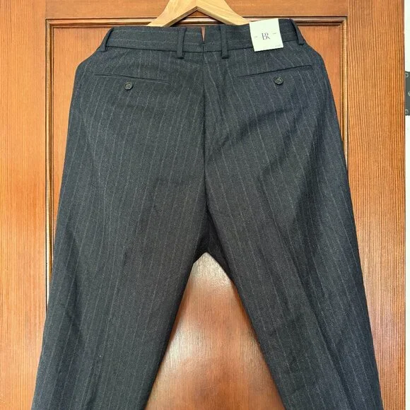 Banana Republic Tailored Slim-Fit Charcoal Gray Italian WoolTrouser Size 32x30 - Picture 3 of 7